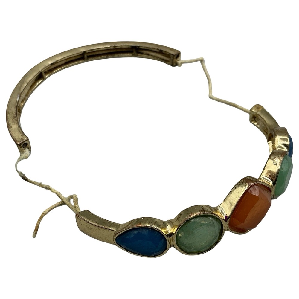 Liz Claiborne Multi-Color Stone Gold Tone Stretch Bracelet LC Costume Jewelry